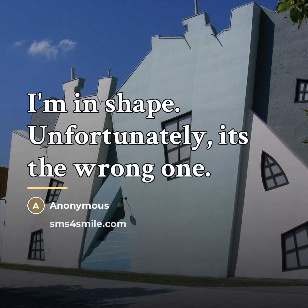 “I'm in shape. Unfortunately, its the wrong one.…” quote by Anonymous