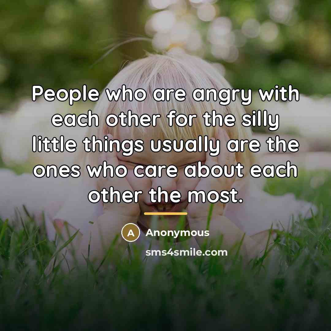 “People who are angry with each other for the silly…” quote by Anonymous