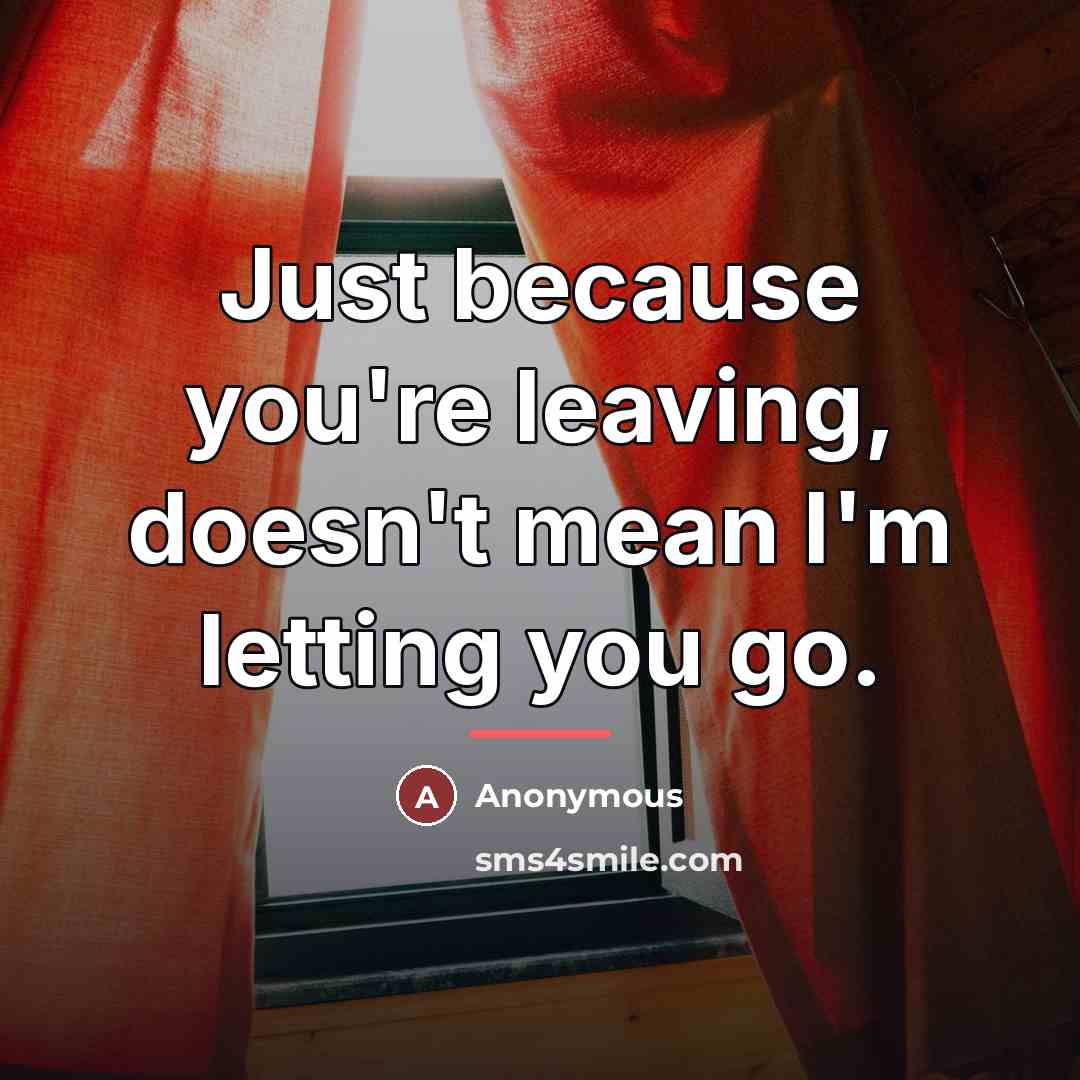 “Just because you're leaving, doesn't mean I'm letting you go.…” quote by Anonymous