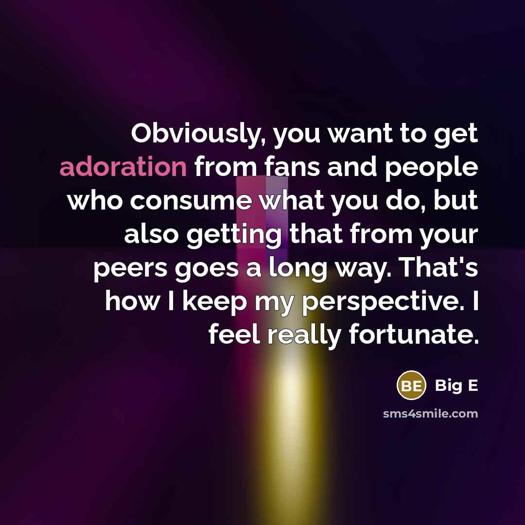 “Obviously, you want to get adoration from fans and people…” quote by Big E
