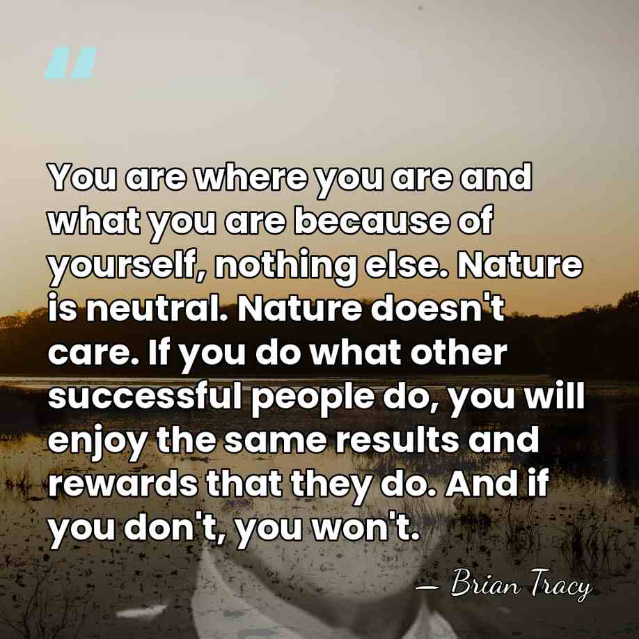 You are where you are and what you are because of yourself,&hellip; - Brian Tracy