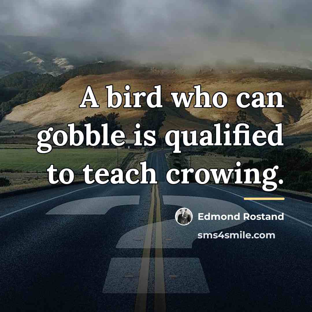 “A bird who can gobble is qualified to teach crowing.…” quote by Edmond Rostand