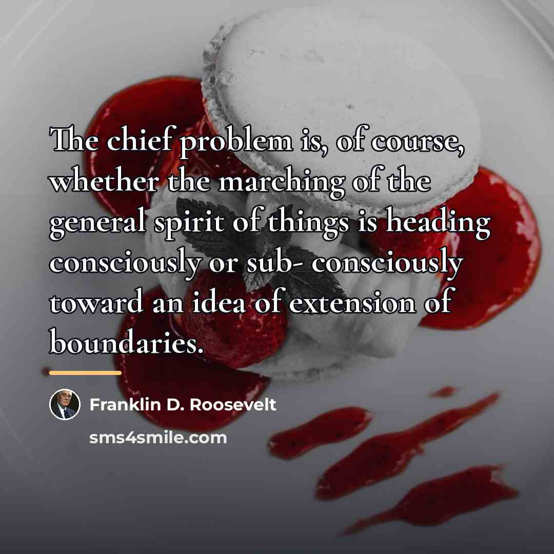 “The chief problem is, of course, whether the marching of…” quote by Franklin D. Roosevelt