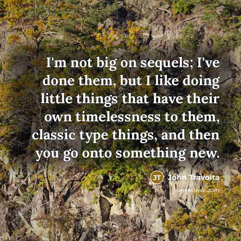 “I'm not big on sequels; I've done them, but I…” quote by John Travolta