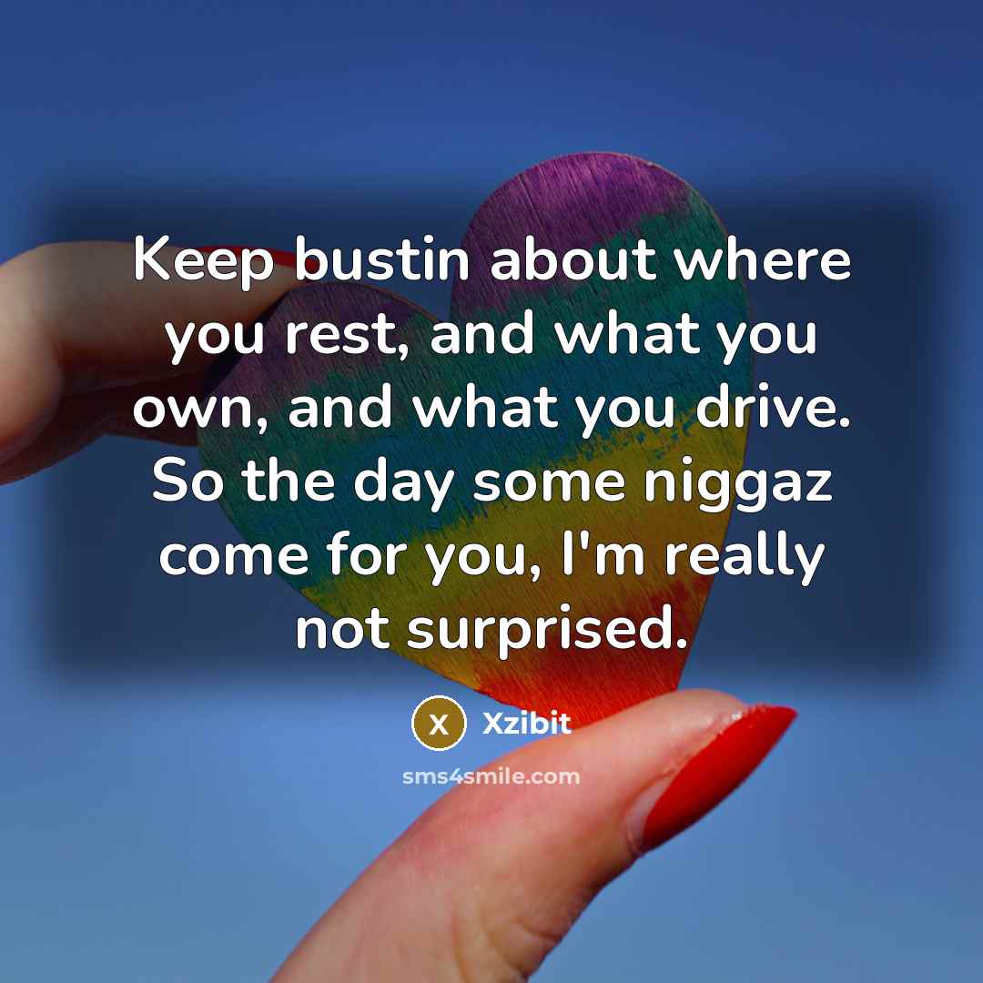 “Keep bustin about where you rest, and what you own,…” quote by Xzibit