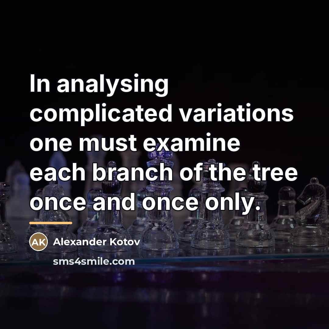 “In analysing complicated variations one must examine each branch of…” quote by Alexander Kotov