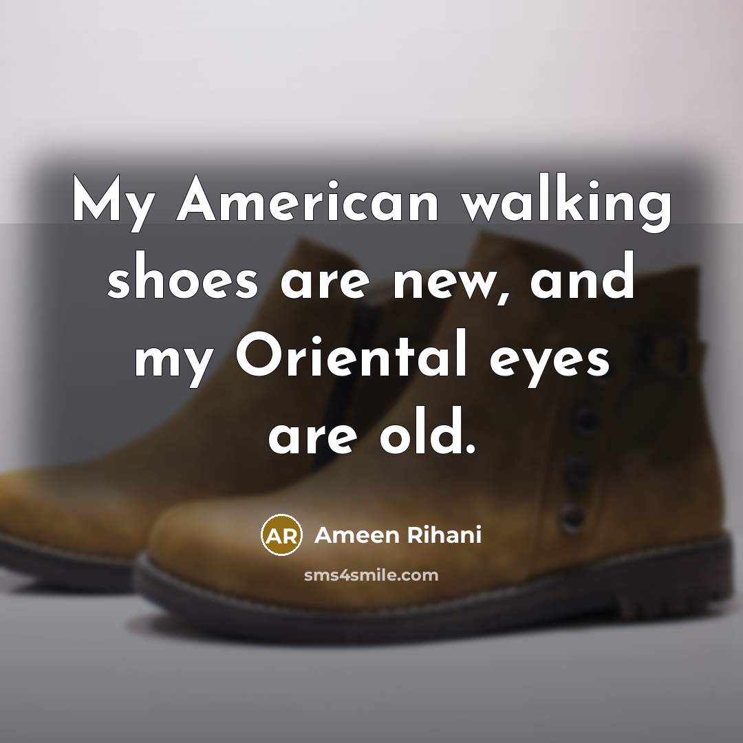 “My American walking shoes are new, and my Oriental eyes…” quote by Ameen Rihani