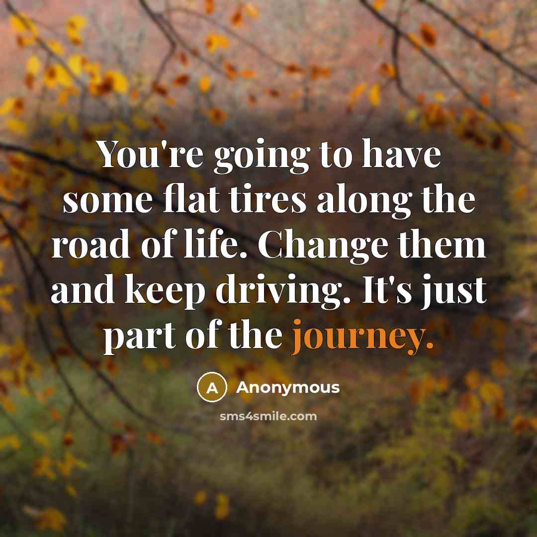 “You're going to have some flat tires along the road…” quote by Anonymous