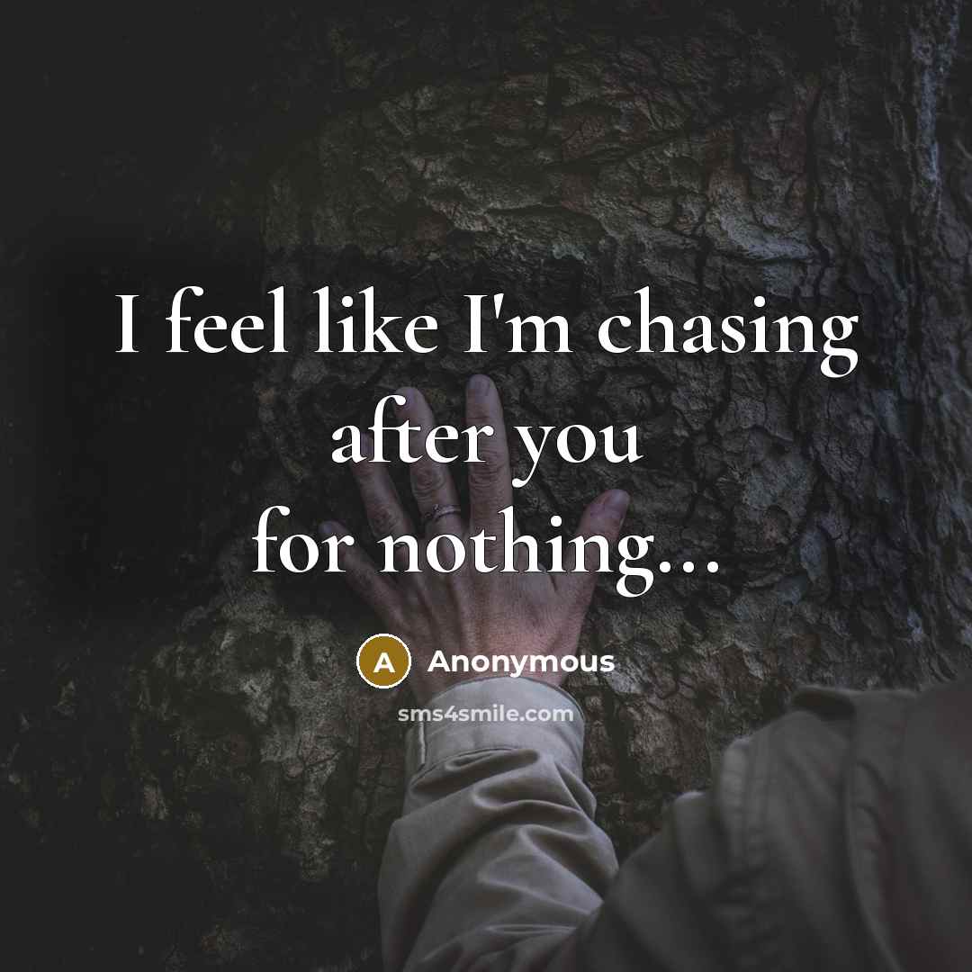 “I feel like I'm chasing after you for nothing...” quote by Anonymous