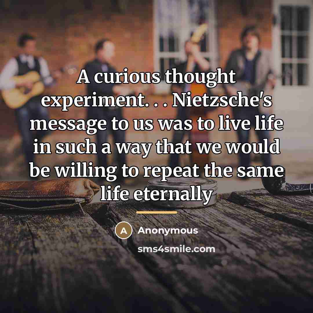 “A curious thought experiment. . . Nietzsche's message to us…” quote by Anonymous