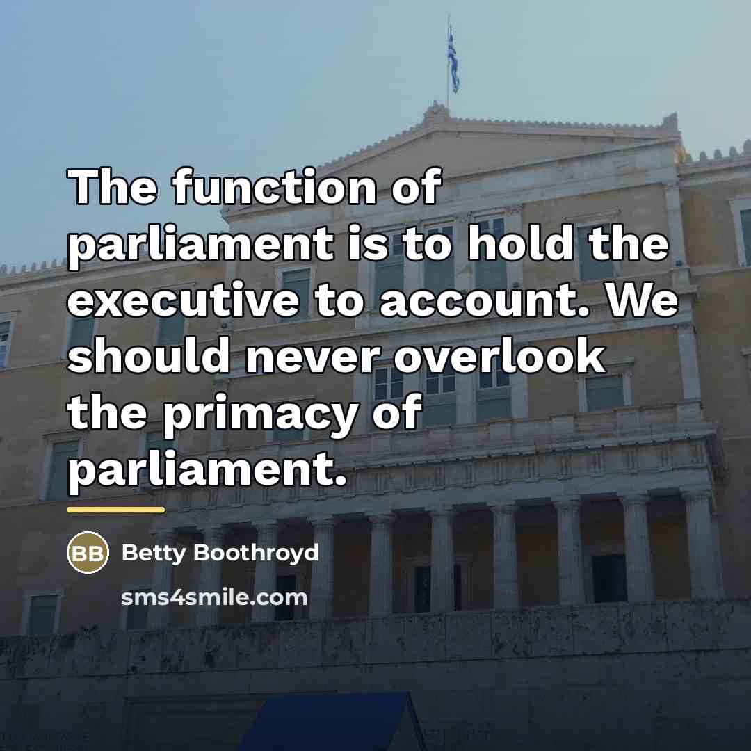 “The function of parliament is to hold the executive to…” quote by Betty Boothroyd