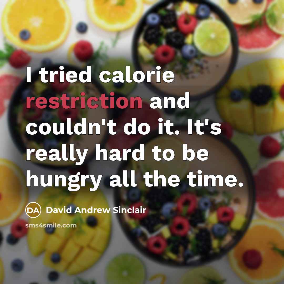 “I tried calorie restriction and couldn't do it. It's really hard to be hungry all the time.” quote by David Andrew Sinclair