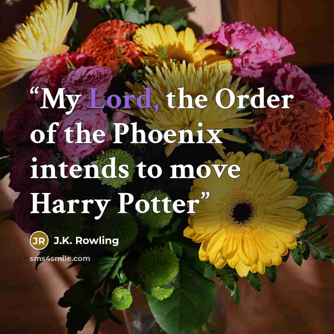 “My Lord, the Order of the Phoenix intends to move Harry Potter” quote by J.K. Rowling