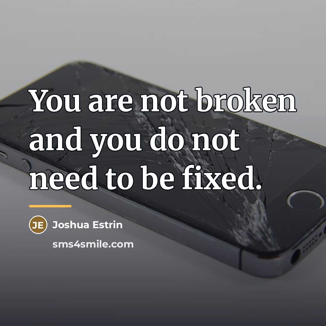 “You are not broken and you do not need to…” quote by Joshua Estrin