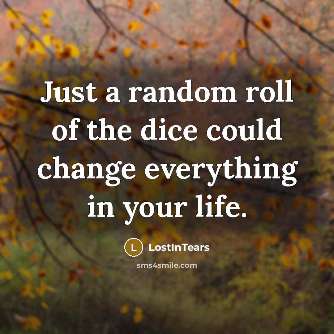 “Just a random roll of the dice could change everything…” quote by LostInTears