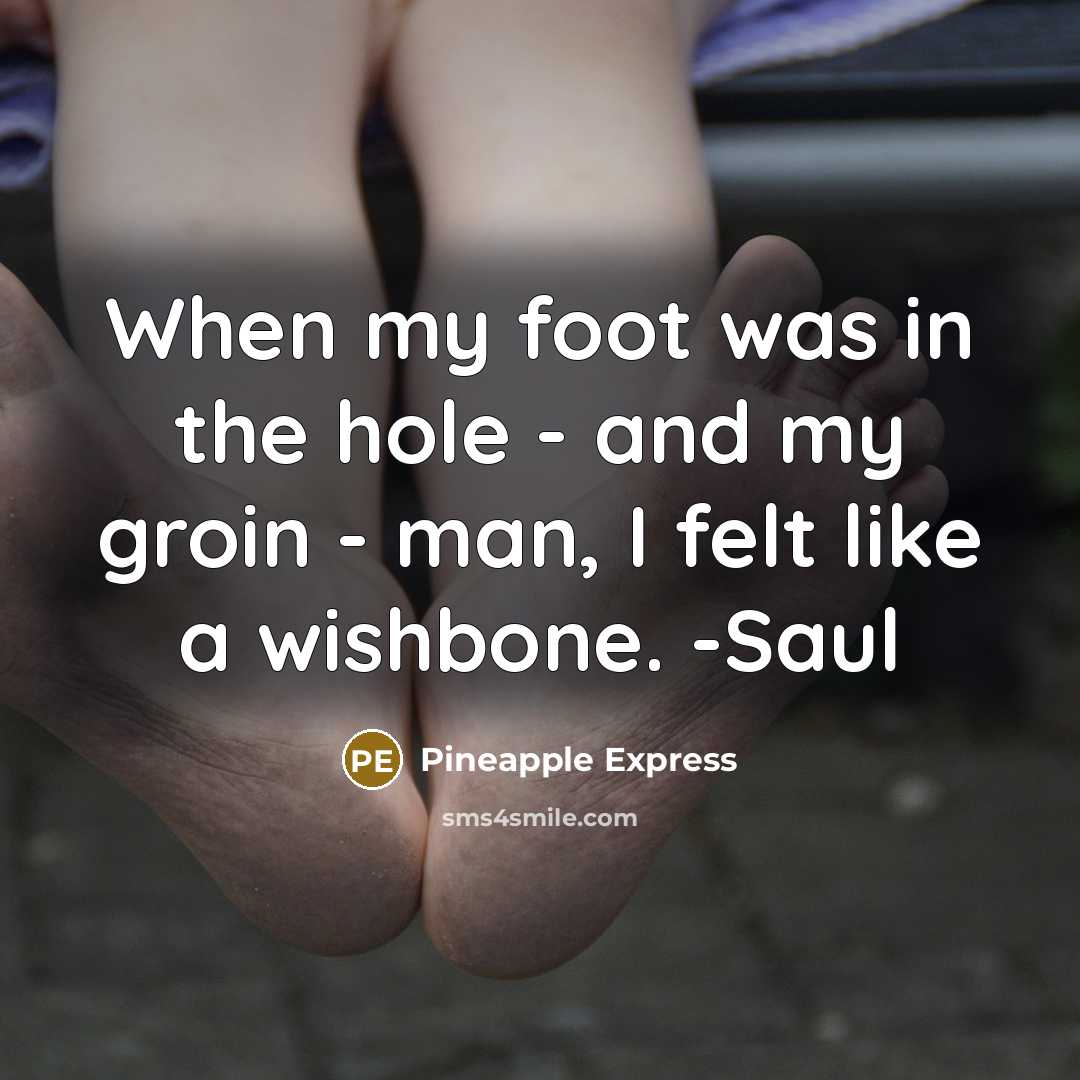 “When my foot was in the hole - and my…” quote by Pineapple Express