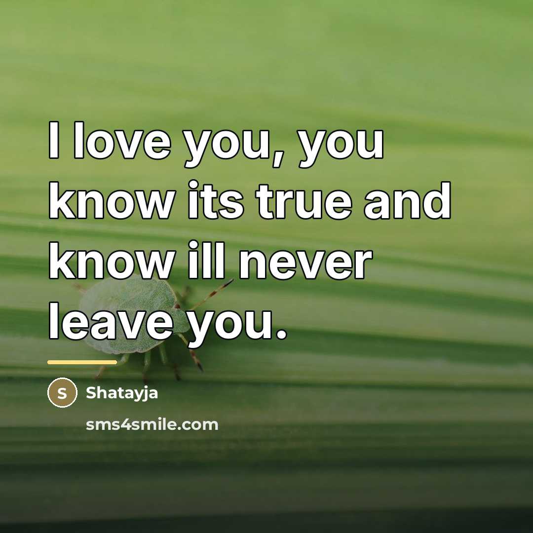 “I love you, you know its true and know ill…” quote by Shatayja