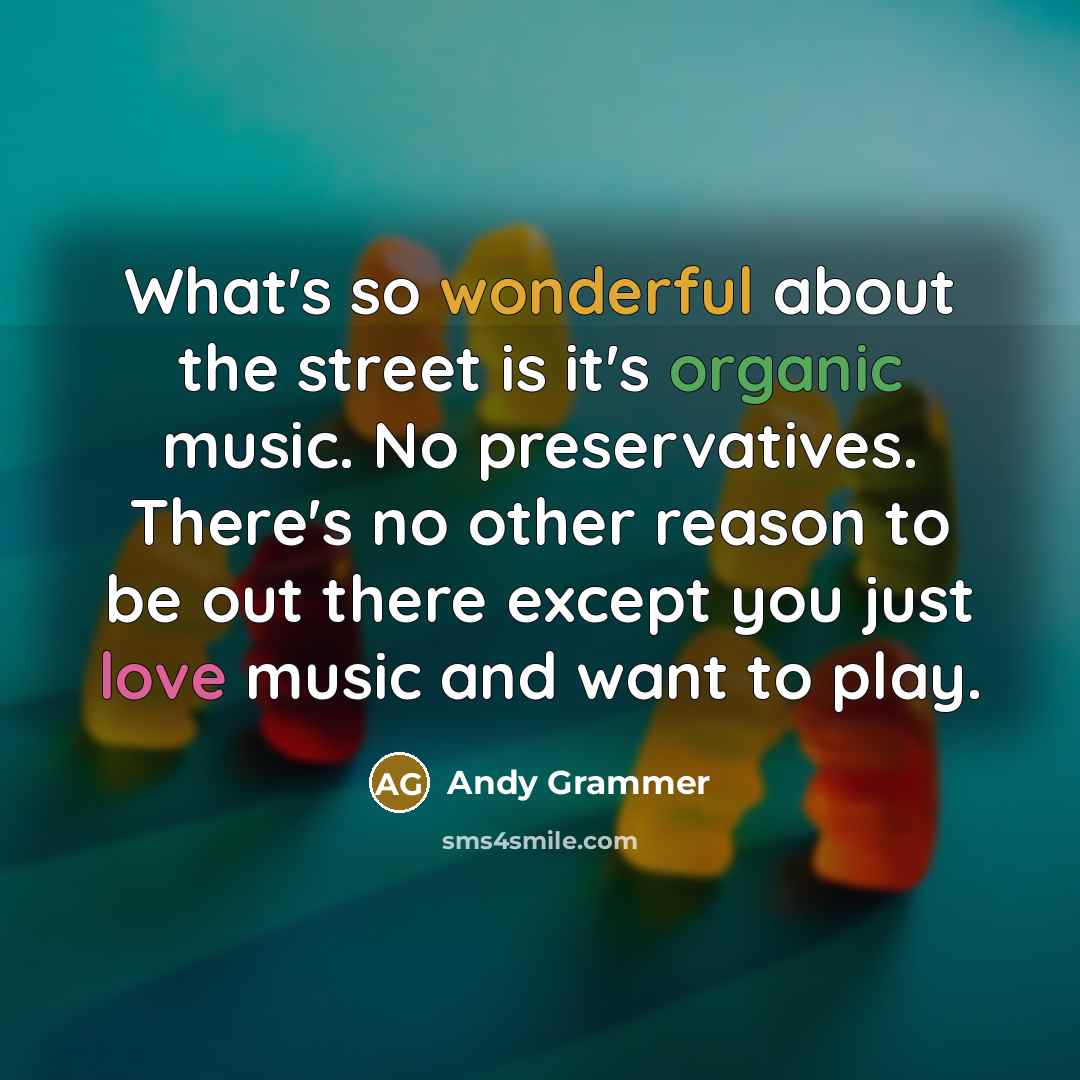 “What's so wonderful about the street is it's organic music.…” quote by Andy Grammer