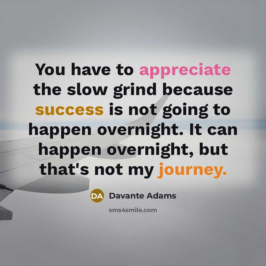 “You have to appreciate the slow grind because success is…” quote by Davante Adams