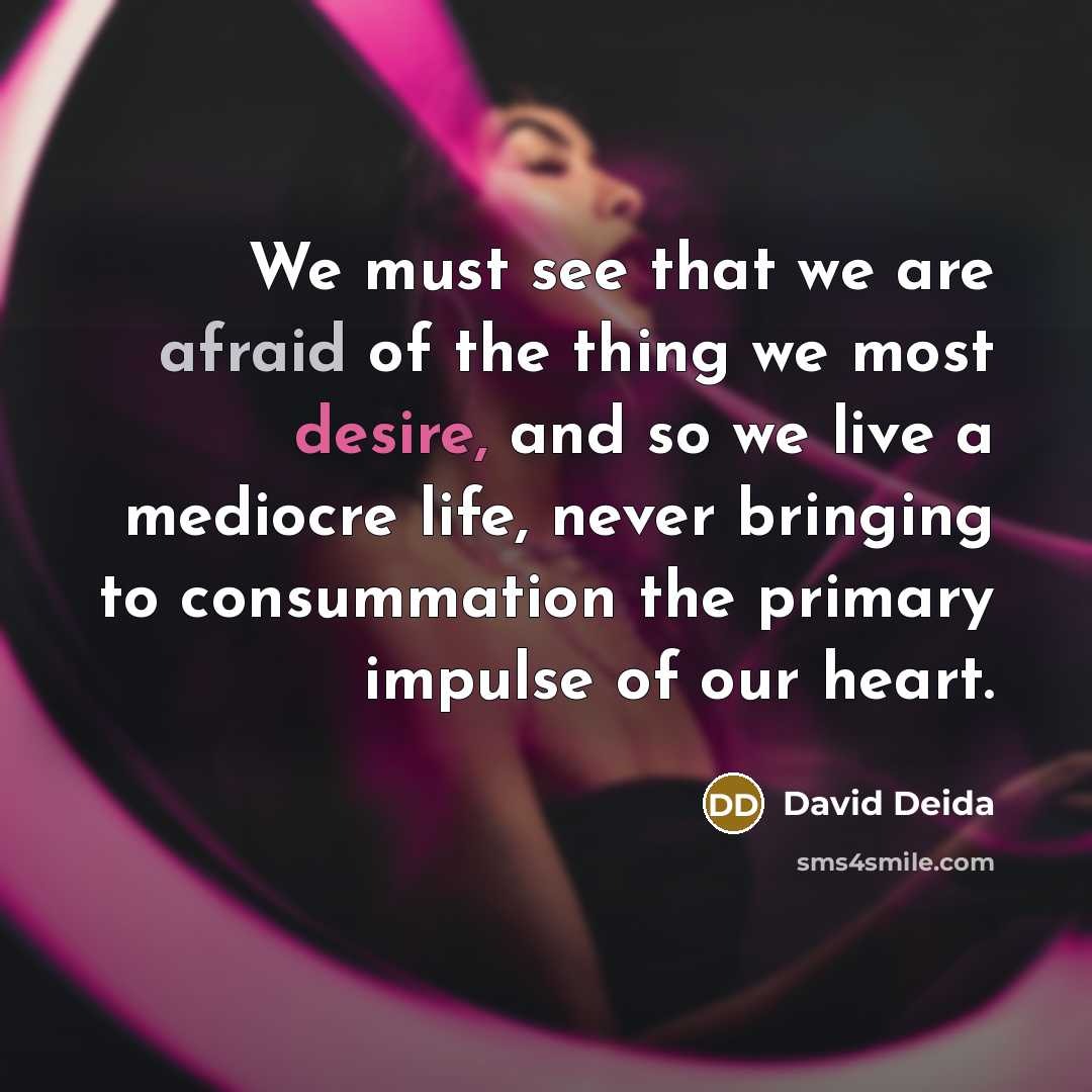 “We must see that we are afraid of the thing…” quote by David Deida