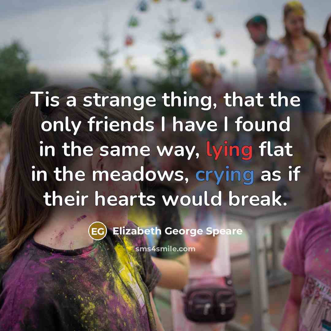 “Tis a strange thing, that the only friends I have…” quote by Elizabeth George Speare
