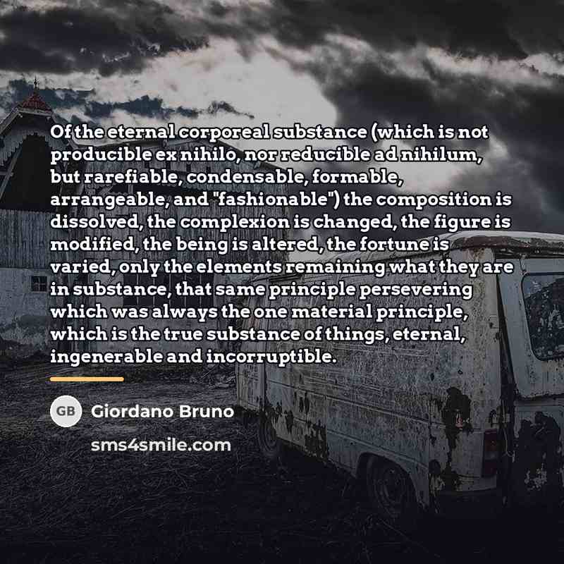 “Of the eternal corporeal substance (which is not producible ex…” quote by Giordano Bruno