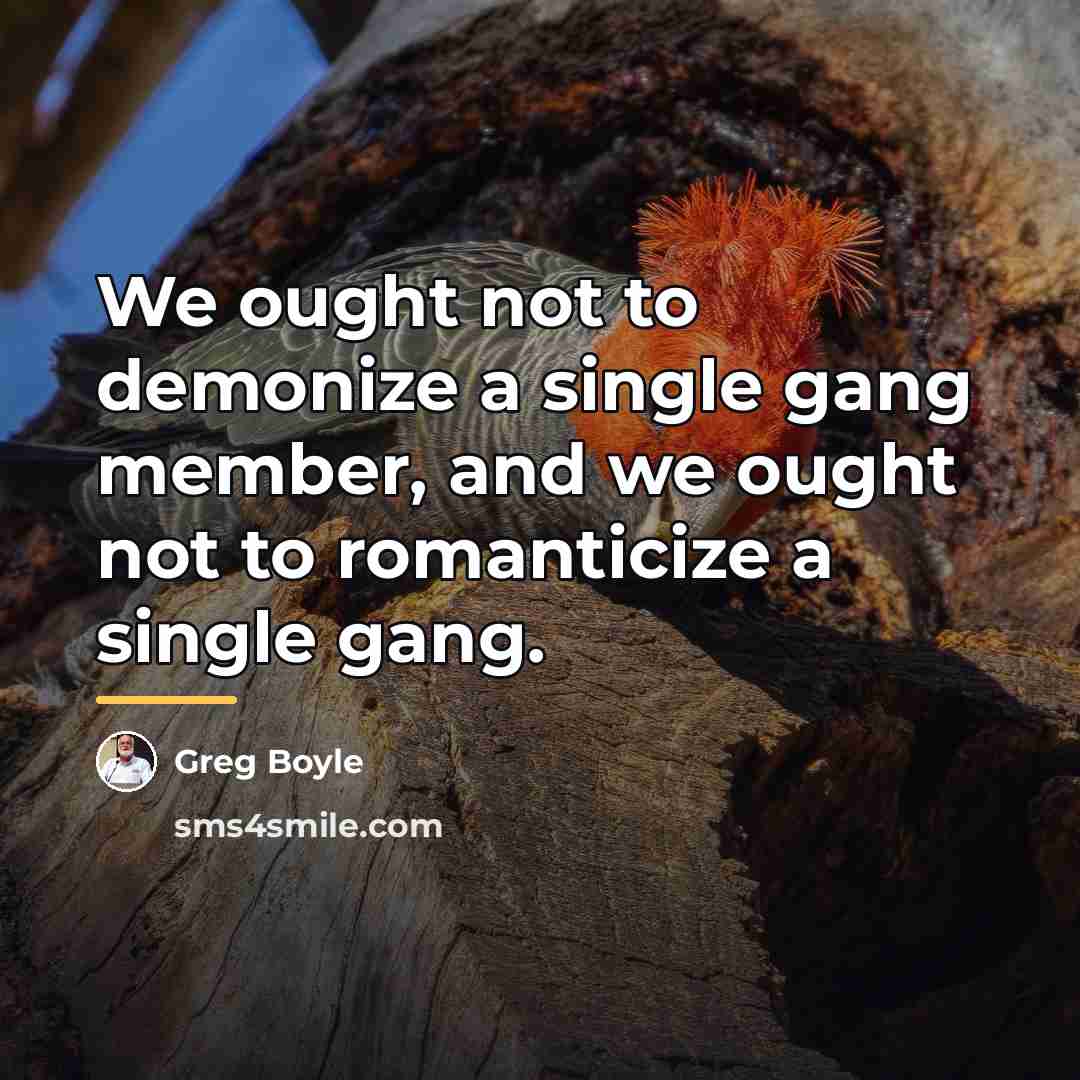 “We ought not to demonize a single gang member, and…” quote by Greg Boyle