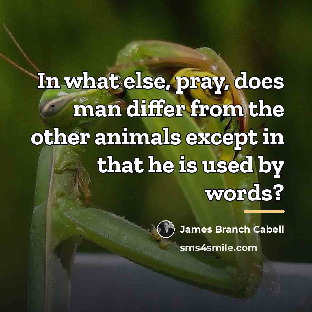 “In what else, pray, does man differ from the other…” quote by James Branch Cabell
