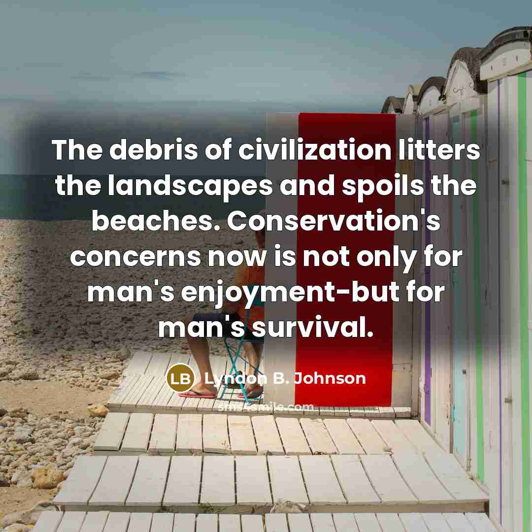 “The debris of civilization litters the landscapes and spoils the…” quote by Lyndon B. Johnson