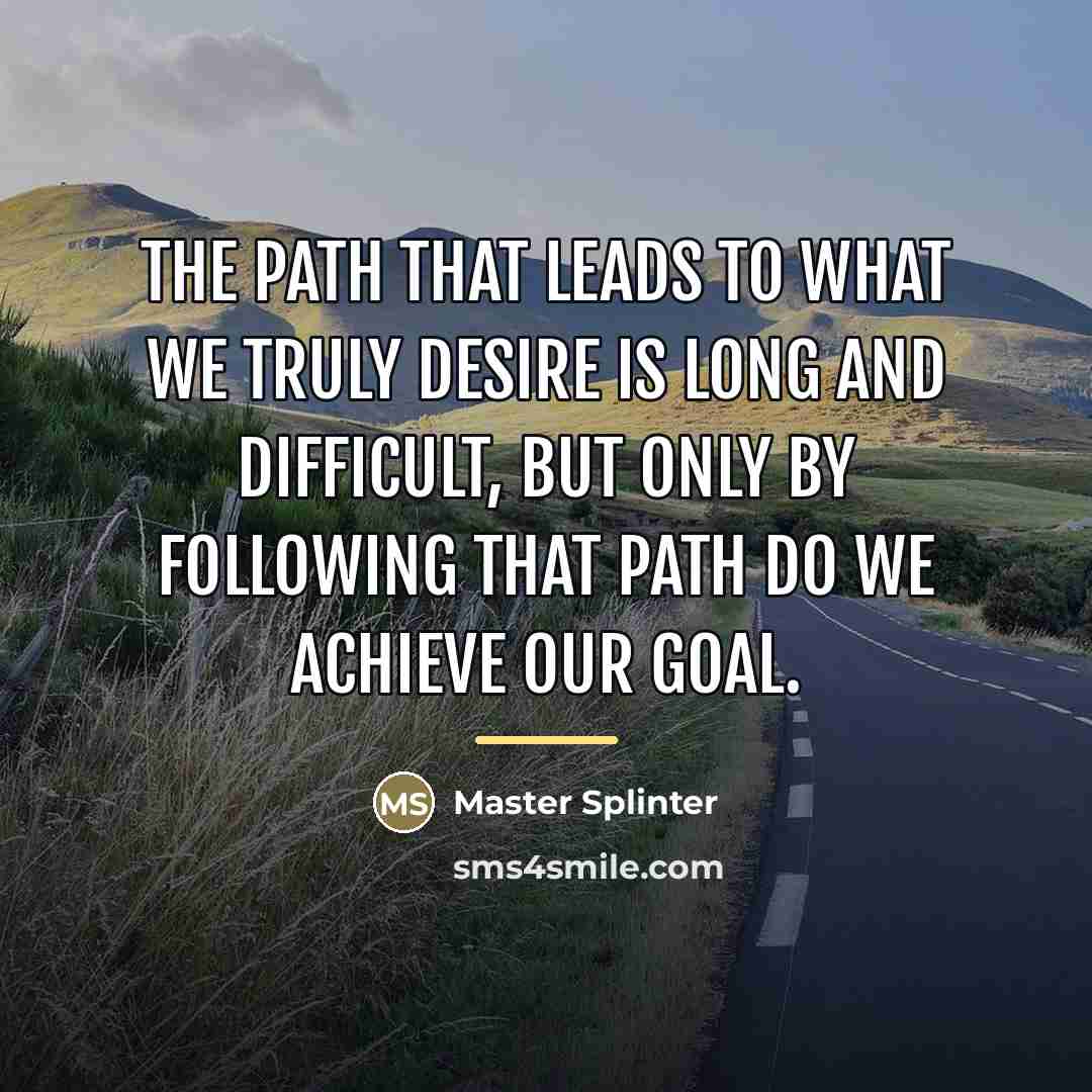 “The path that leads to what we truly desire is…” quote by Master Splinter