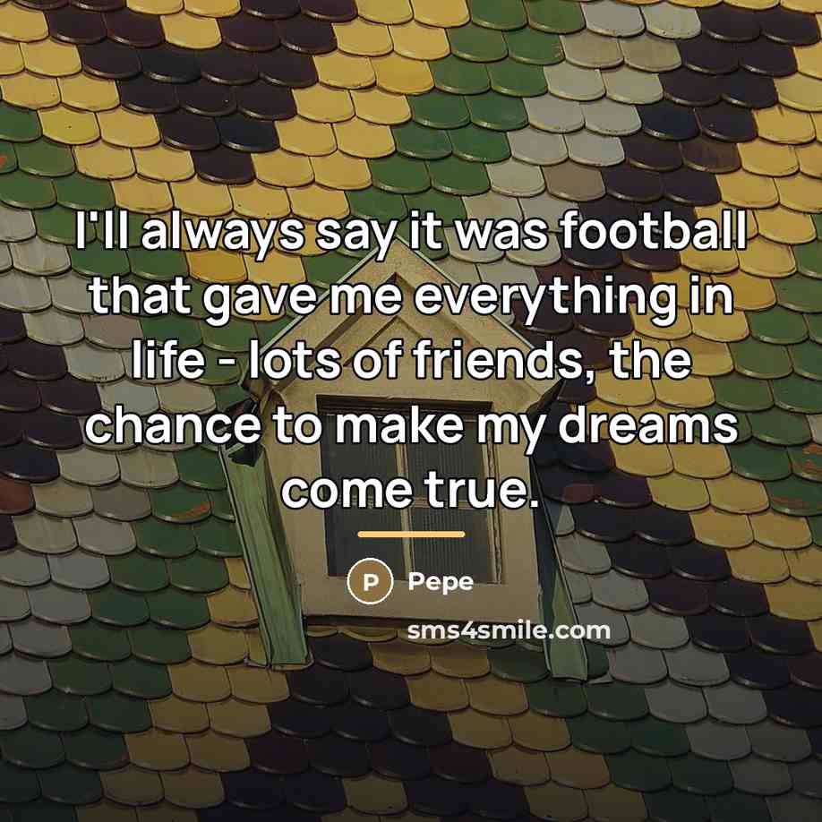 “I'll always say it was football that gave me everything…” quote by Pepe