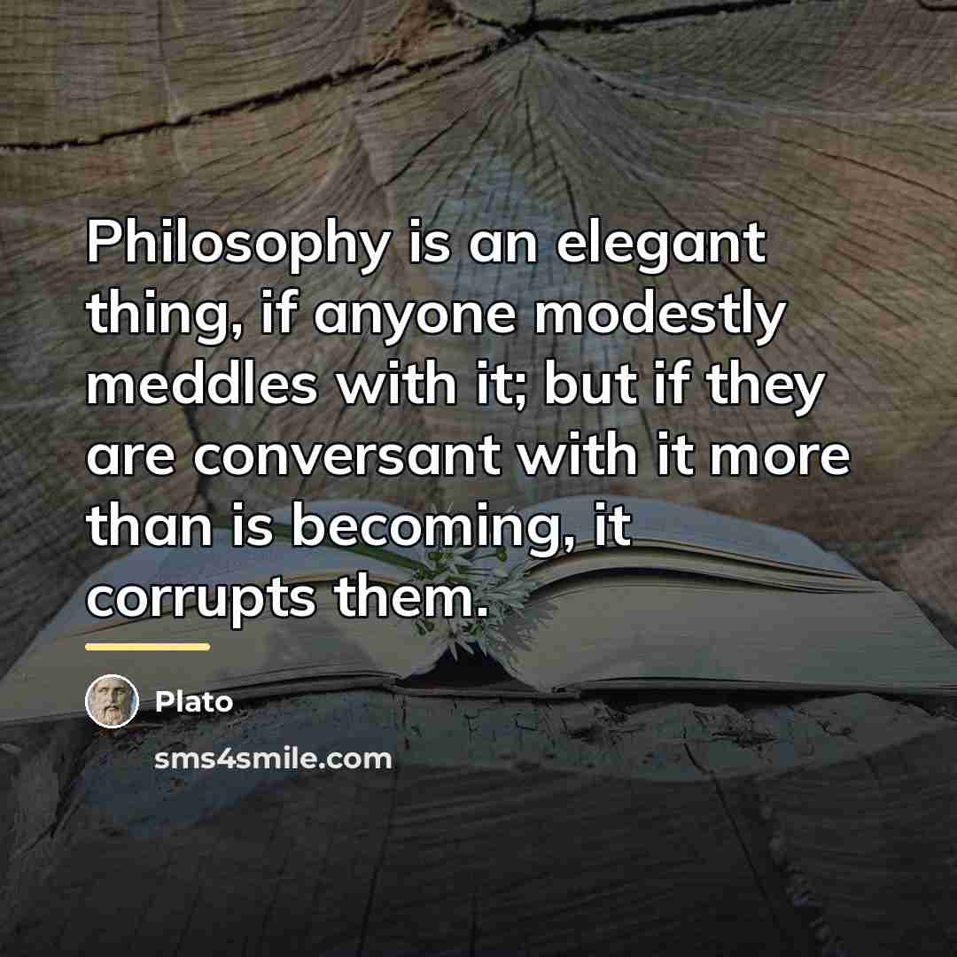 “Philosophy is an elegant thing, if anyone modestly meddles with…” quote by Plato