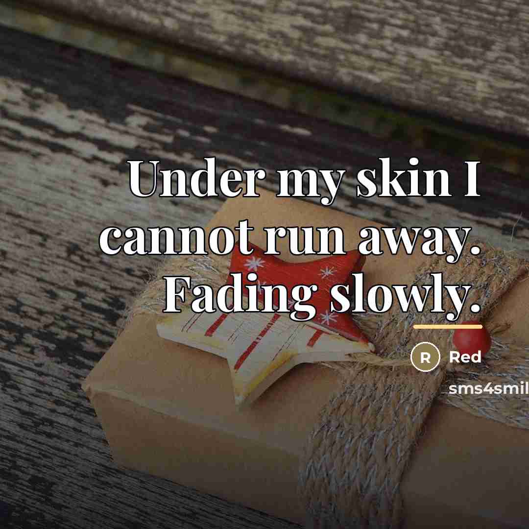 “Under my skin I cannot run away. Fading slowly.…” quote by Red