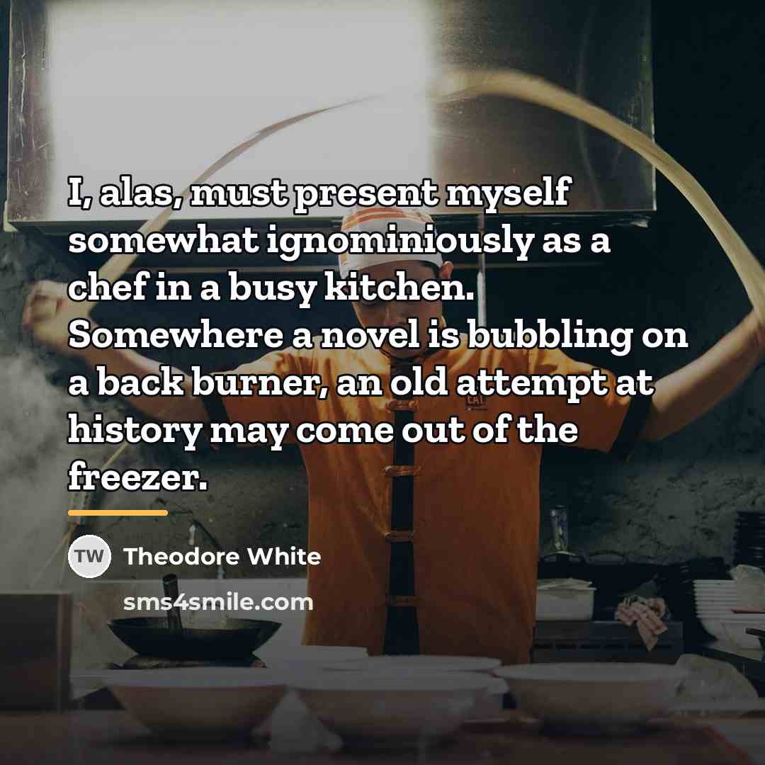 “I, alas, must present myself somewhat ignominiously as a chef…” quote by Theodore White