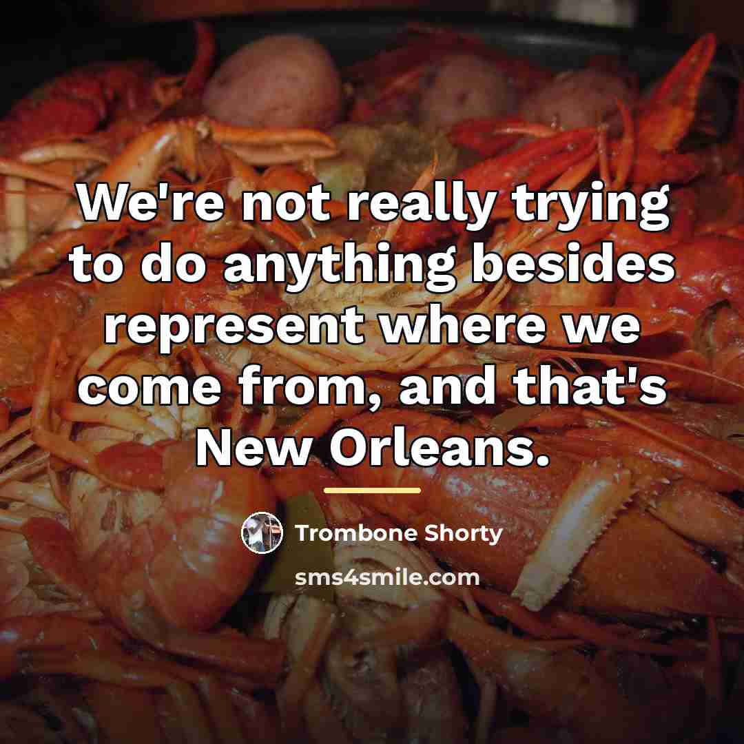 “We're not really trying to do anything besides represent where…” quote by Trombone Shorty