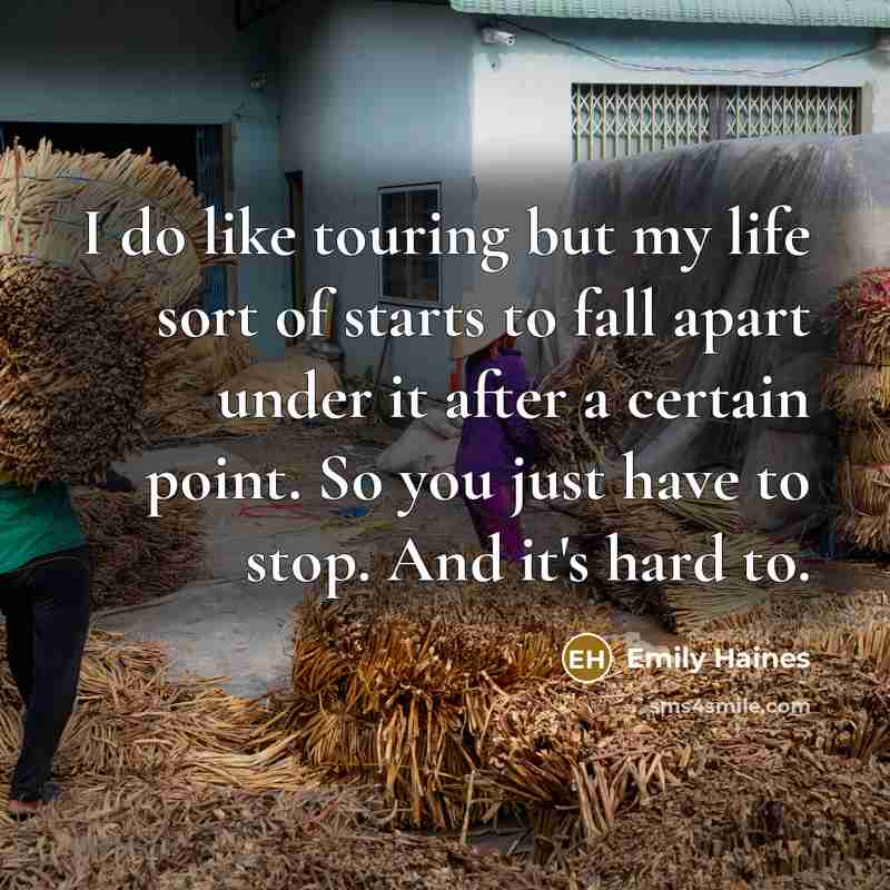 “I do like touring but my life sort of starts…” quote by Emily Haines