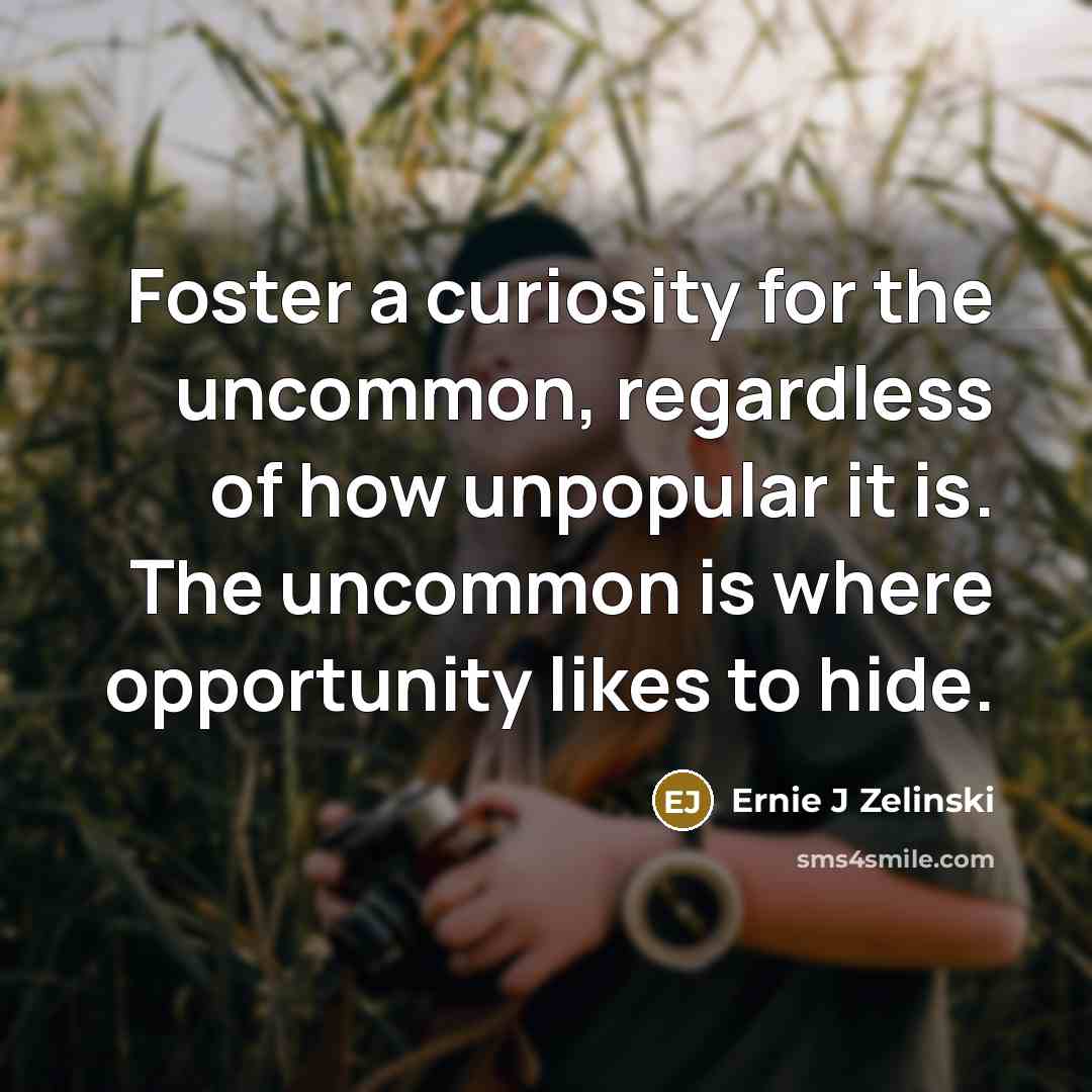 “Foster a curiosity for the uncommon, regardless of how unpopular…” quote by Ernie J Zelinski