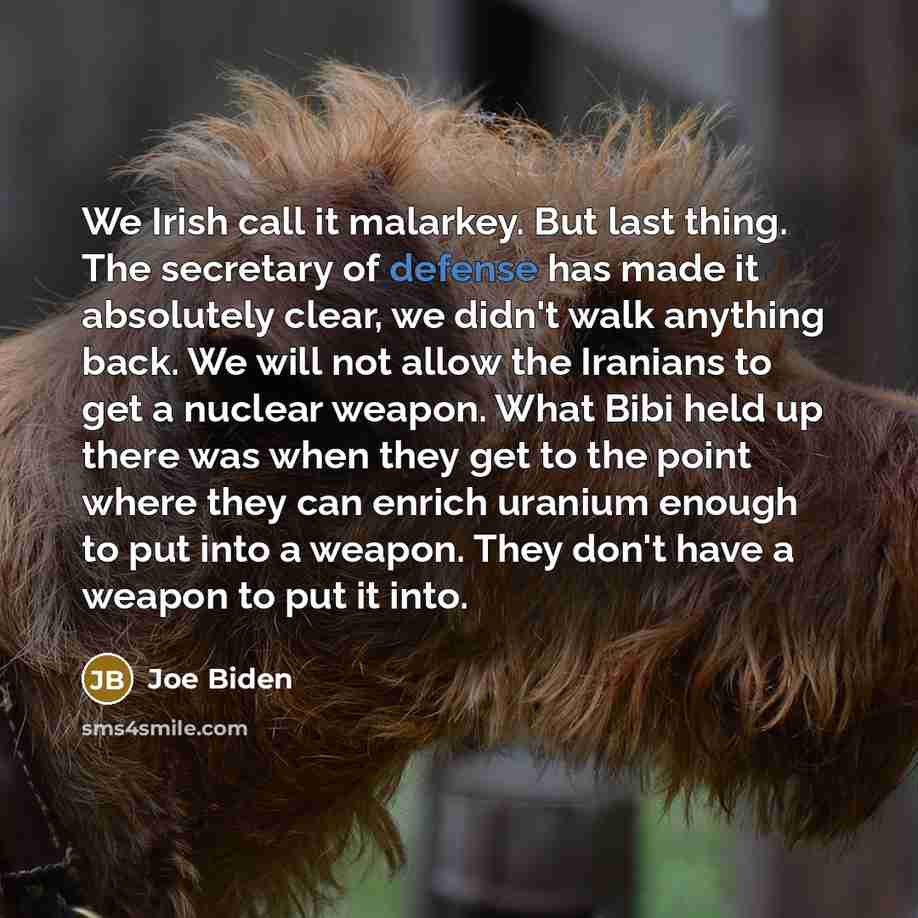 “We Irish call it malarkey. But last thing. The secretary…” quote by Joe Biden