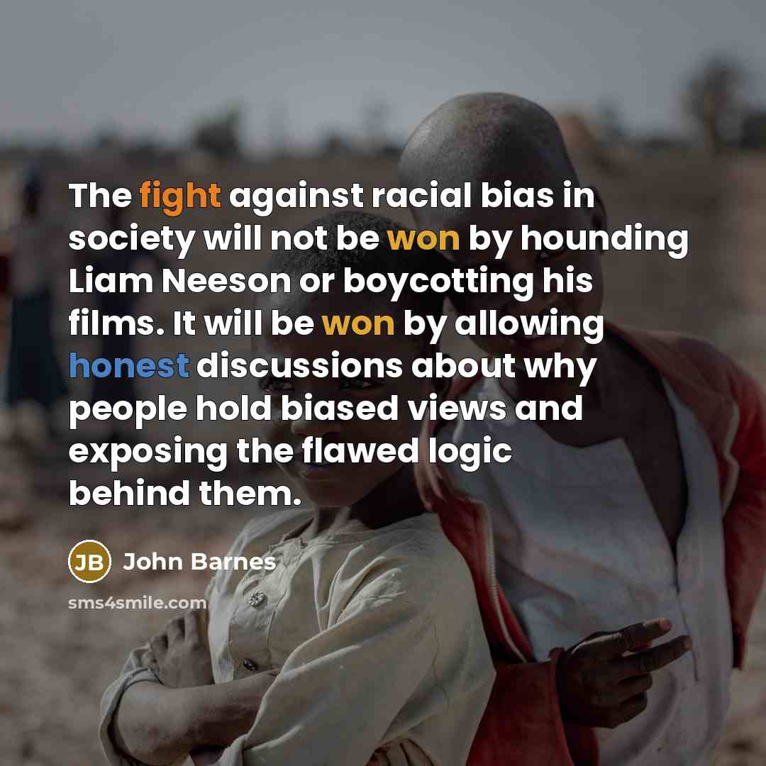 “The fight against racial bias in society will not be…” quote by John Barnes