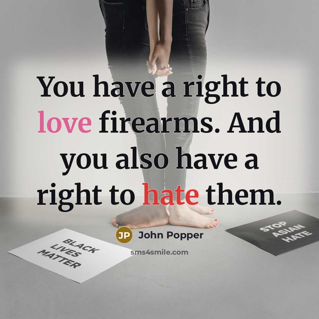 “You have a right to love firearms. And you also have a right to hate them.” quote by John Popper