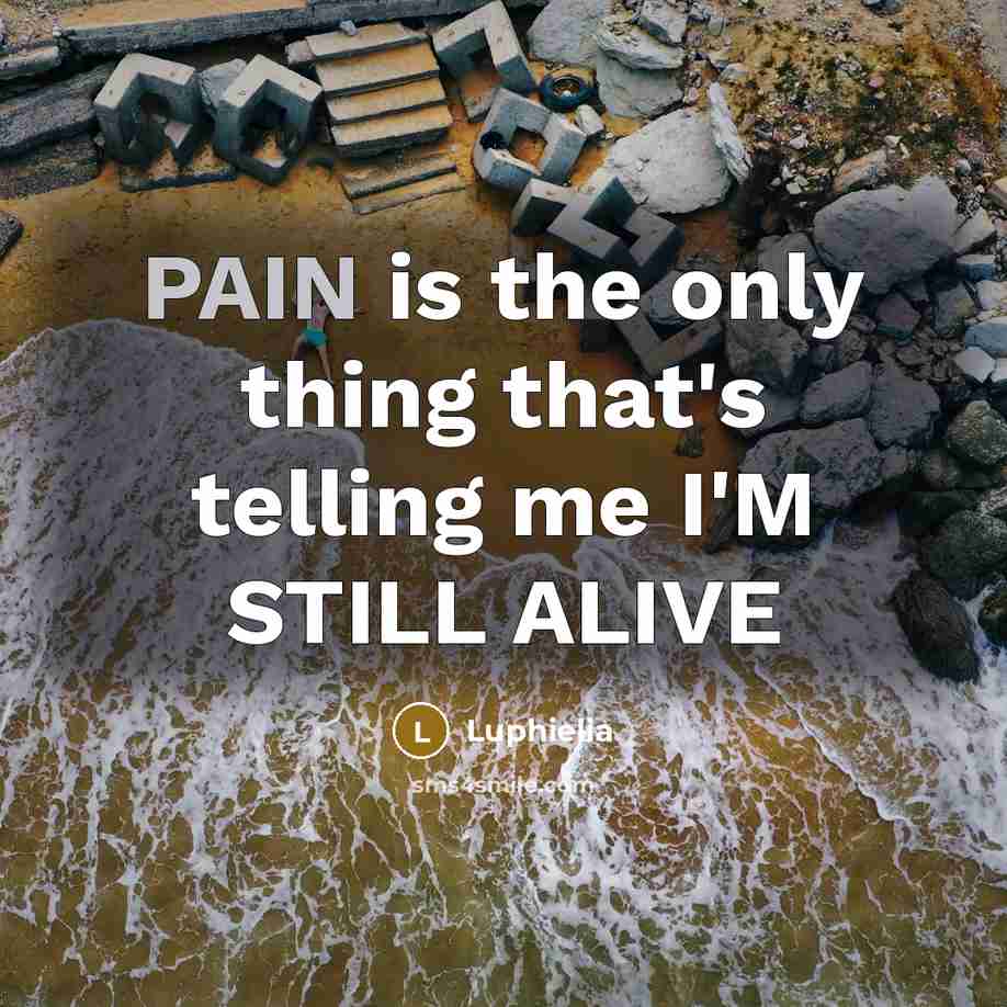 “PAIN is the only thing that's telling me I'M STILL ALIVE” quote by Luphielia