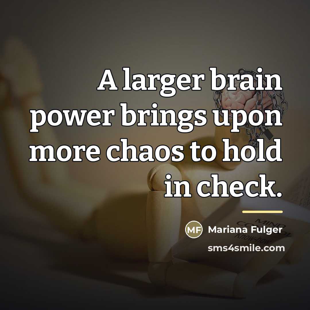 “A larger brain power brings upon more chaos to hold…” quote by Mariana Fulger