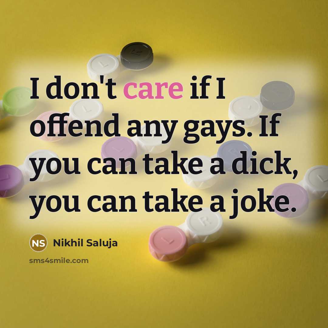 “I don't care if I offend any gays. If you…” quote by Nikhil Saluja