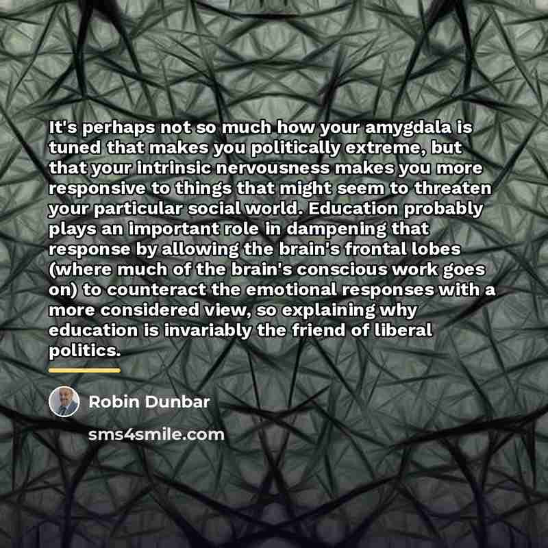 “It's perhaps not so much how your amygdala is tuned…” quote by Robin Dunbar
