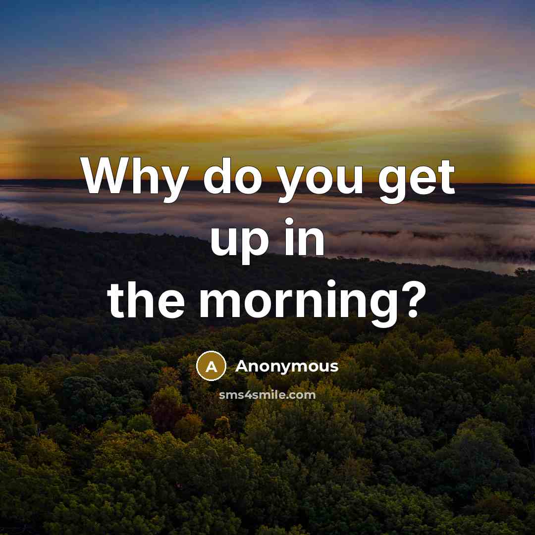“Why do you get up in the morning?…” quote by Anonymous
