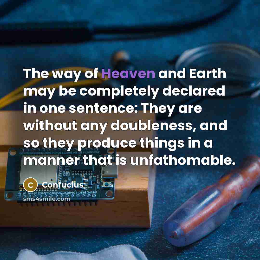 “The way of Heaven and Earth may be completely declared…” quote by Confucius