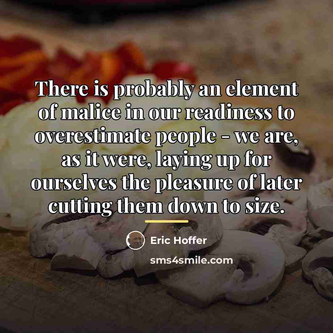 “There is probably an element of malice in our readiness…” quote by Eric Hoffer