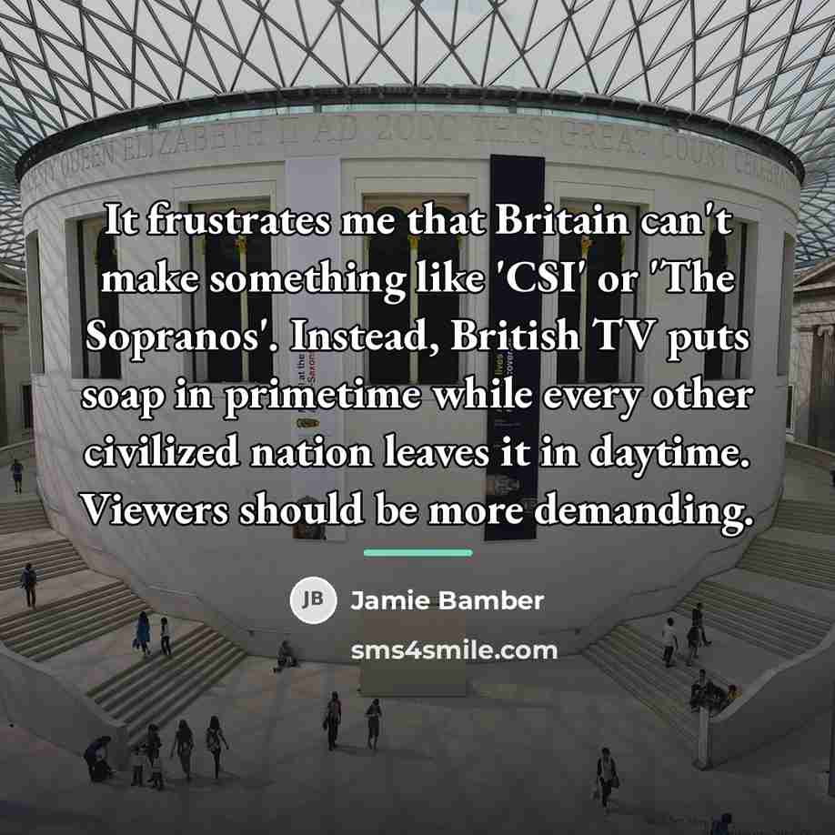 “It frustrates me that Britain can't make something like 'CSI'…” quote by Jamie Bamber