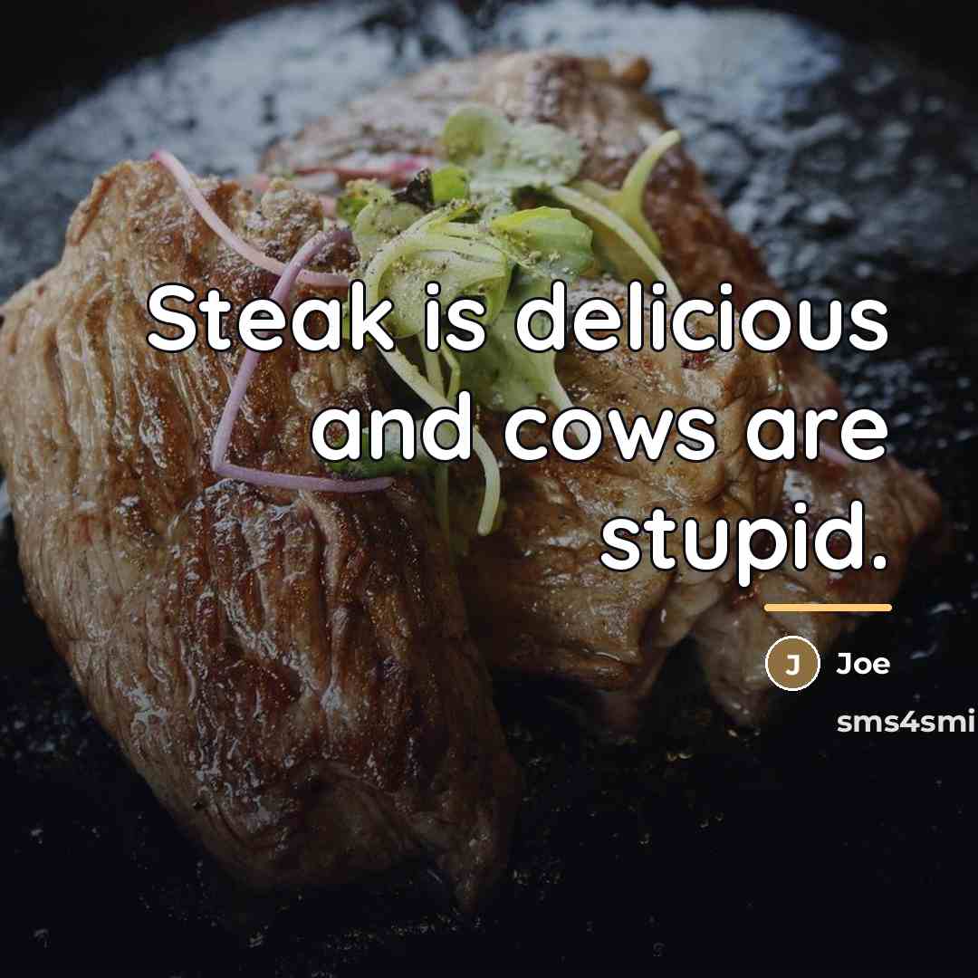 “Steak is delicious and cows are stupid.…” quote by Joe