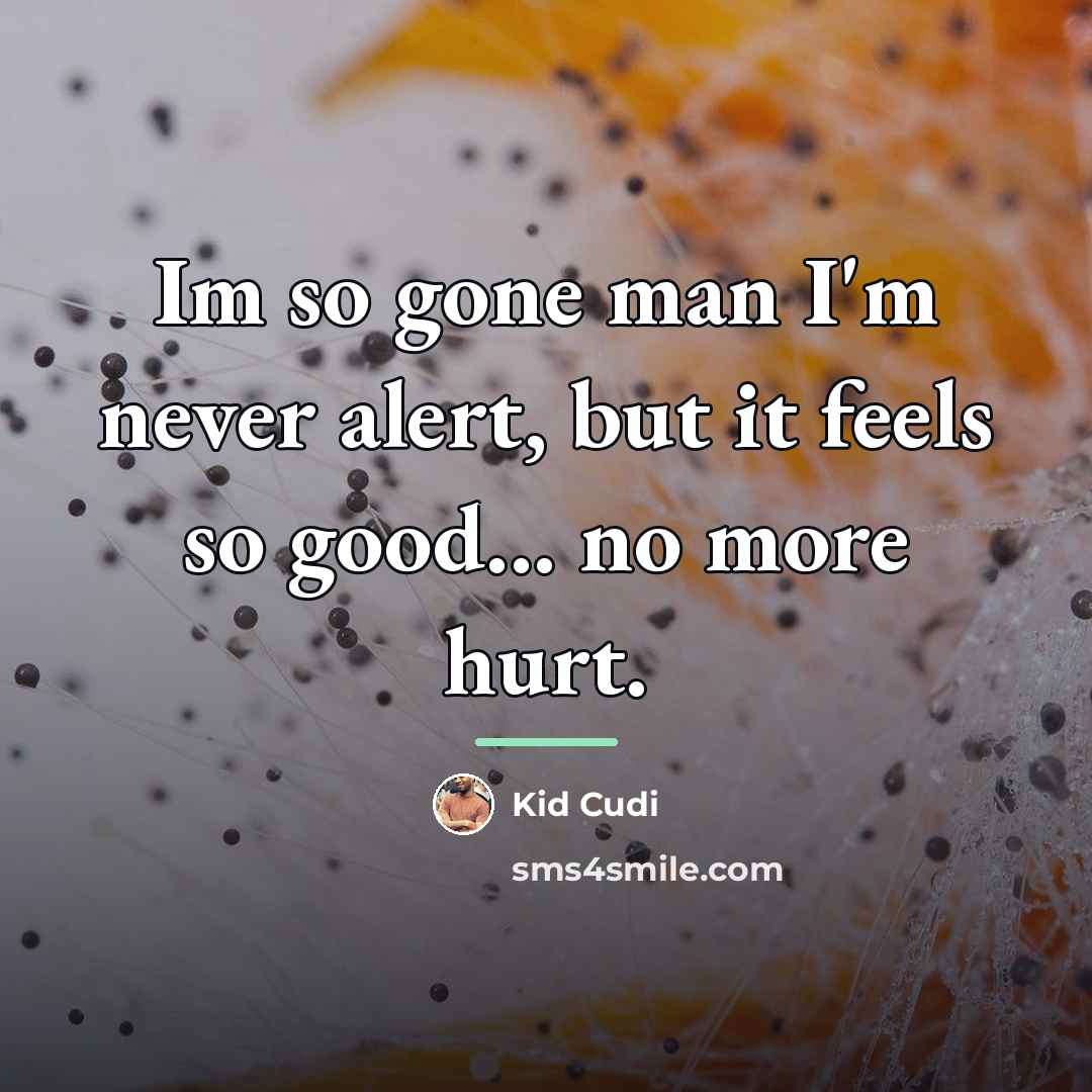 “Im so gone man I'm never alert, but it feels…” quote by Kid Cudi
